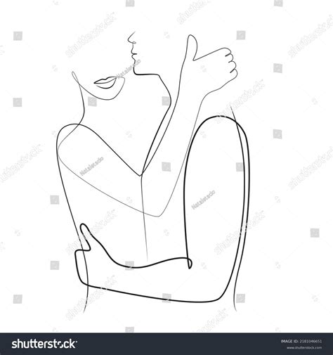 Abstract Couple One Line Drawing Shapes Stock Vector Royalty Free