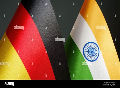 Flags Of Germany And India As Symbol Of Diplomatic Relationship Stock