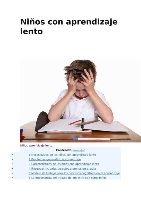 Ninos Con Aprendizaje Lento Ni Os Con Aprendizaje Lento