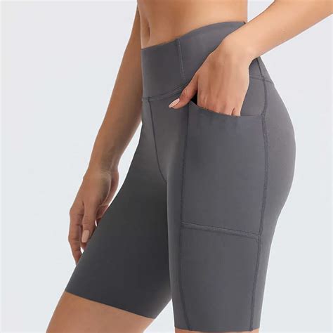 High Waist Naked Sport High Waisted Running Shorts With Hip Lift Side Pockets And Quick Dry