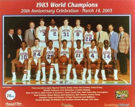 1982 83 Philadelphia 76ers Nba Champs 8x10 Team Photo Julius Erving Dr J Toney Ebay