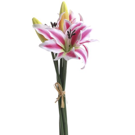 Artificial Pink Asiatic Lily Bundle Bushes Bouquets Floral