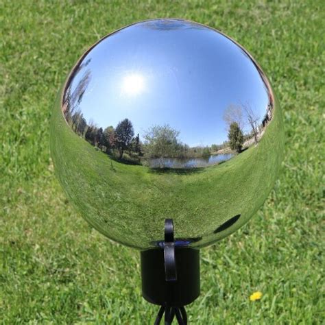 Sunnydaze Round Gazing Globe Glass Steel Mirror Ball Stainless Steel