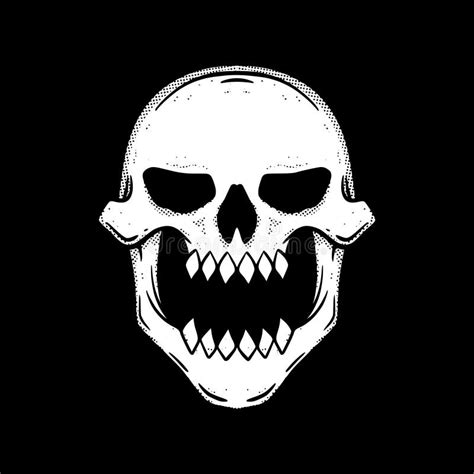 Skull Art Illustration Hand Drawn Black And White Vector For Tattoo