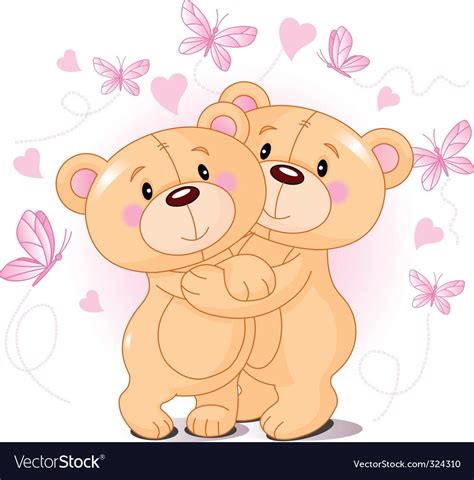 Teddy Bears In Love Vector Image On Vectorstock Teddy Bear Cartoon