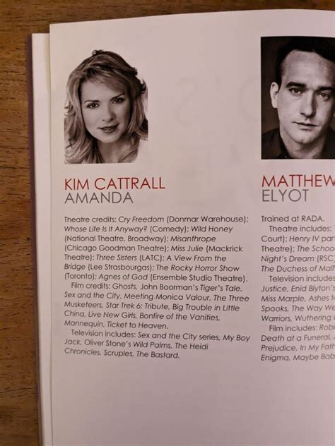 Kim Cattrall Autograph Private Lives Theatre Program Sex And The City Ebay