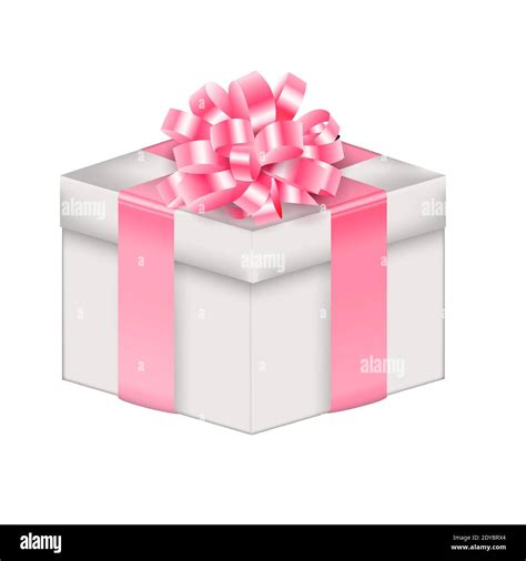 Realistic 3D Gift Box With Bow And Ribbon Vector Illustration Stock