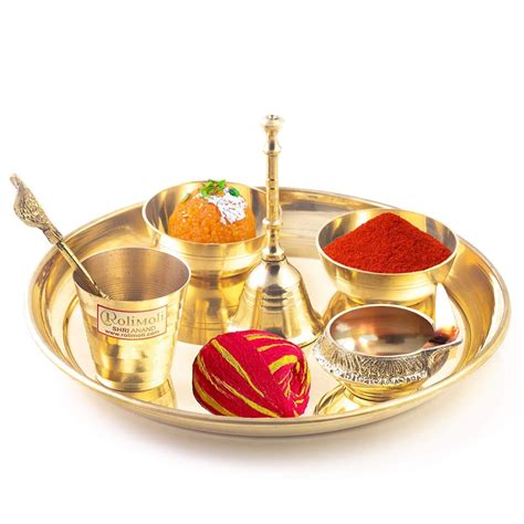 Inch Gold Plated Pooja Thali Set Occasional Gift Puja Etsy