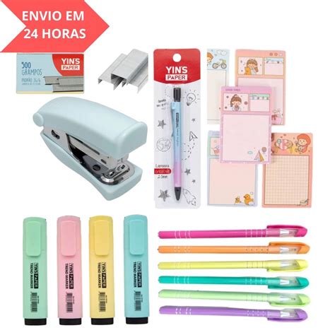 Kit De Papelaria 15 Itens Material Escolar Fofo Shopee Brasil