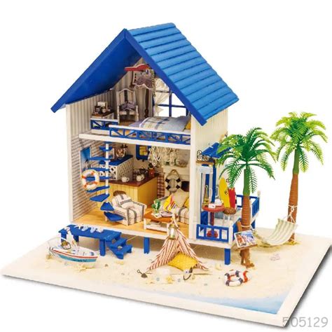 Large Diy Doll House Villa 3d Miniature Wooden Building Model Dollhouse