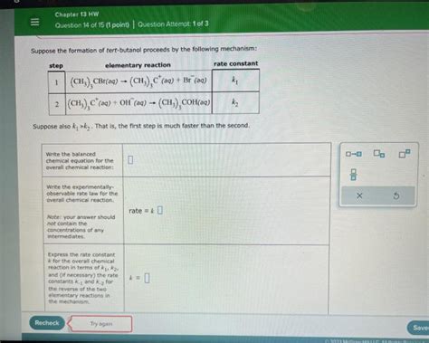 Solved Suppose The Formation Of Tert Butanol Proceeds By The Chegg