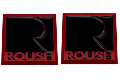 2x R ROUSH Emblem 3D Metal Rear Trunk Badge Racing Sport Square Red