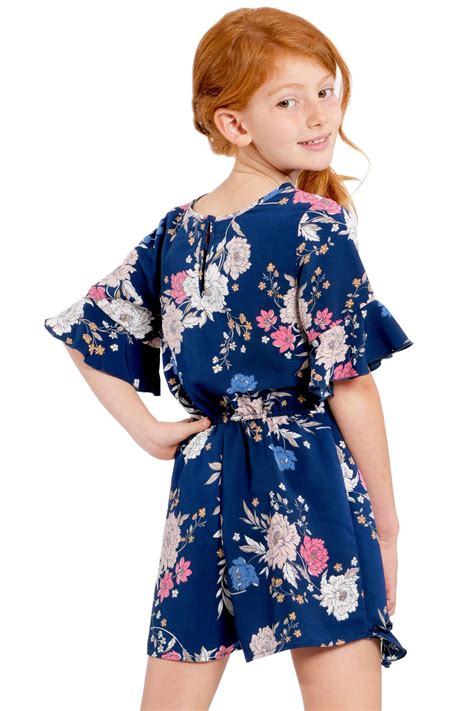 Truly Me Big Girls Faux Wrap Ruffle Floral Romper Myhannahbanana