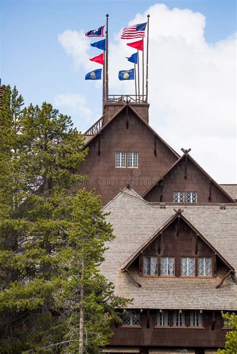 Old Faithful Inn And Lodge Yellowstone National Park Stock Image