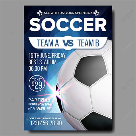 Soccer Poster Vector Sports Bar Game Event Announcement Football Banner