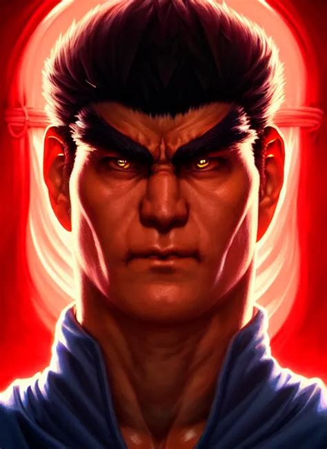 Symmetry Portrait Of Evil Ryu Street Fighter Iv Stable Diffusion