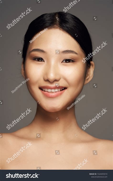 Cheerful Beautiful Woman Asian Appearance Naked Stock Photo Shutterstock