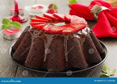 Chocolate Cake With Strawberries Stock Image - Image of bake, cream ...