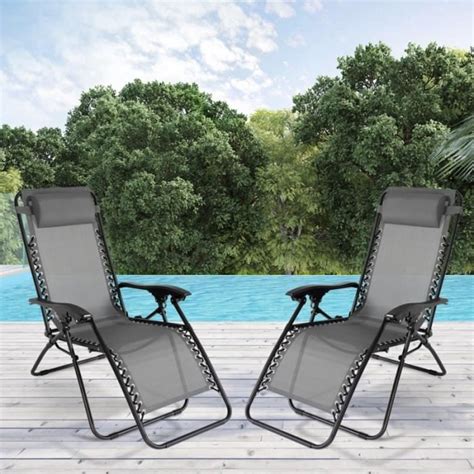 Id Market Lot De Fauteuils Relax De Jardin Gris Anthracite Chaises