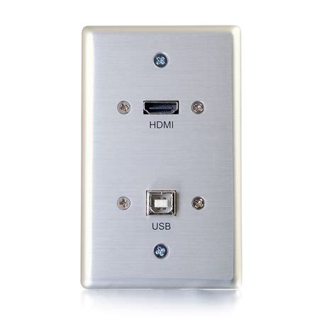 Hdmi® And Usb Pass Through Single Gang Wall Plate Brushed Aluminum Single Gang Wall Plates