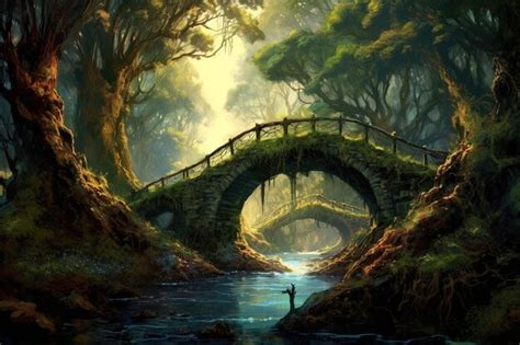 Premium AI Image | Fantasy landscape with fantasy forest