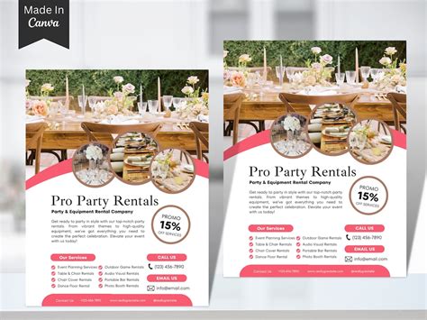 Party Rental Flyer Template Editable In Canva Event Venue Rental