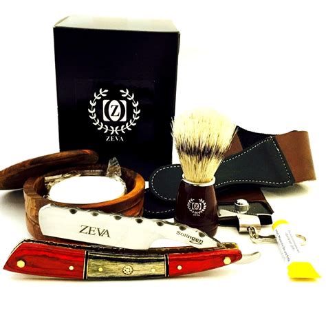 Zeva Men S Best Wooden Straight Razor Dovo Paste Shaving Set Kit In