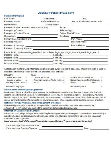 20 Free Patient Intake Form Templates