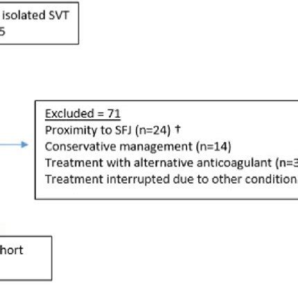 Summary of patients identified. SFJ, saphenofemoral junction; SVT ...