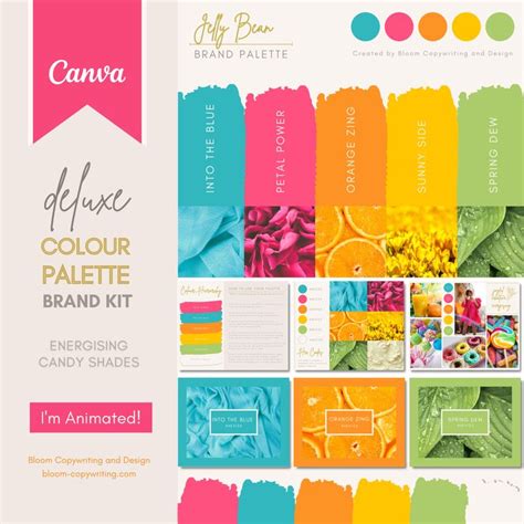 Deluxe Rainbow Brand Palette Editable Canva Colour Palette With Hex