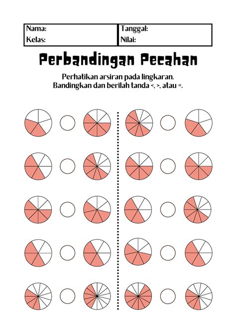 Lkpd Pecahan Perbandingan Pecahan Nama Kelas Perhatikan Arsiran