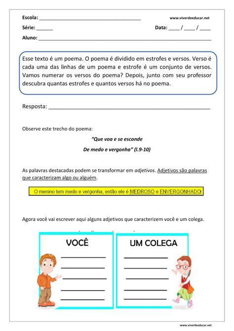 Atividades Sobre Poesia 4 Ano