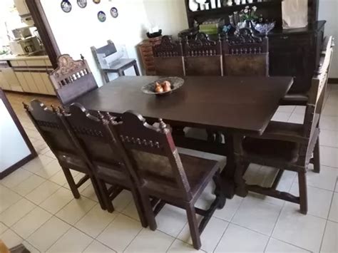 Juego Mesa Comedor Colonial Con Sillas Usado Mercadolibre