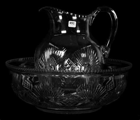 For Auction Cut Glass Wash Pitcher And Bowl Set 491 On Oct 12 2019 Woody Auction Llc In Ks