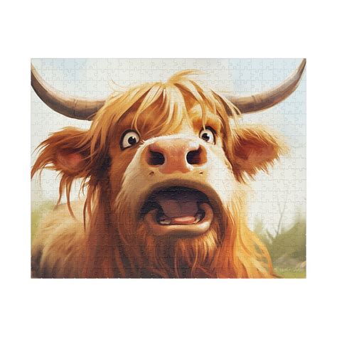 Shocked Highland Cow Puzzle 110, 252, 500, 1014-piece Close Up - Etsy