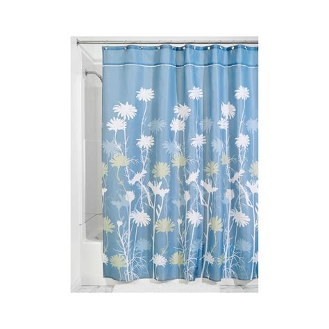 Cortina para baño 71x79 pulg flores celeste blanco