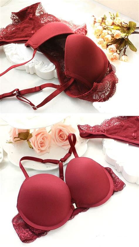 Women Lingerie Set With Front Buckle Shoulder Strap Push Up Bras