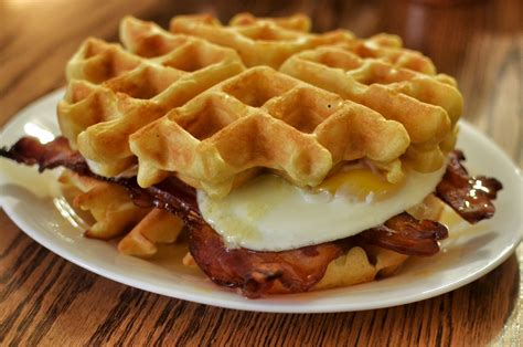 This Is The Bacon And Eggs Waffle Breakfast Sandwich