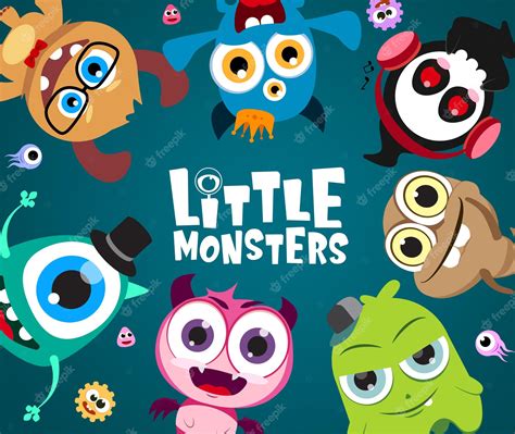 Premium Vector | Little monsters vector characters background design ...