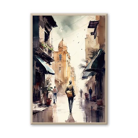 Authentic Urban Street Art Watercolor Freestyle Painting. Cityscape ...