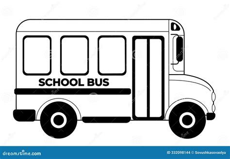 Black and White Line Illustration of School Bus Stock Vector ...