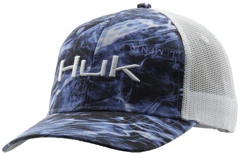 Huk Logo Camo Trucker Hat - Elements Bluefin - TackleDirect