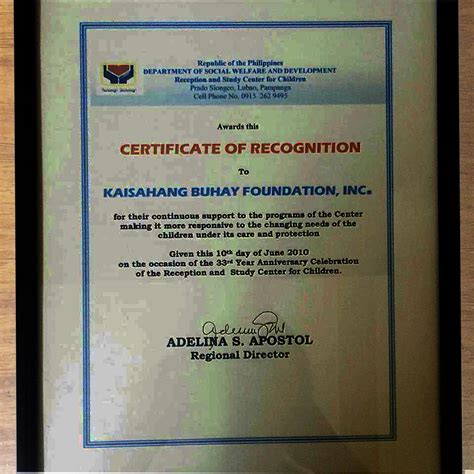 Certificate Of Appreciation Barangay