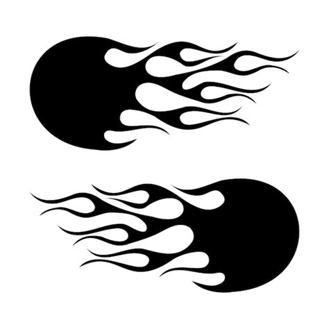 Modelo De Vetor De Chamas Tribais De Fogo De Hot Rod De Chama De Fogo Preto Vetor Premium