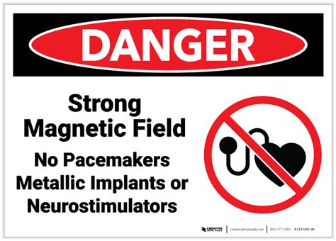 Danger Strong Magnetic Field No Pacemakers Metallic Implants Or Neurostimulators Label