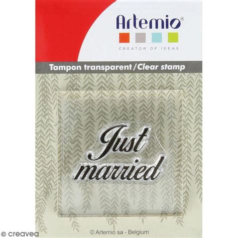 Tampon Clear Artemio Avec Bloc De Positionnement Just Married