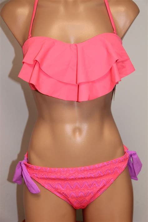 Nwt Hula Honey Swimsuit Bikini Pc Set Sz L Strap Ging Ebay