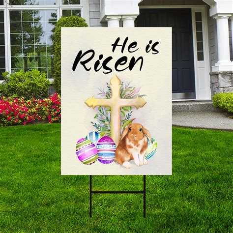 Happy Easter He Is Risen Yard Sign Coroplast Jesus Easter Sign