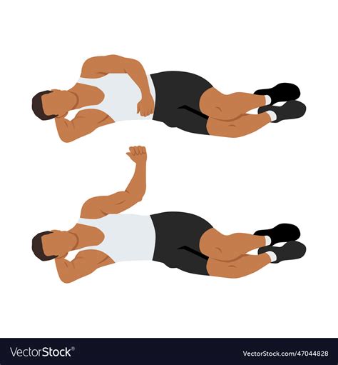 Man Doing Laying External Shoulder Rotation Vector Image