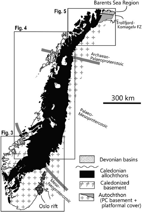 Generalized Map Of The Scandinavian Caledonides Showing The Locations